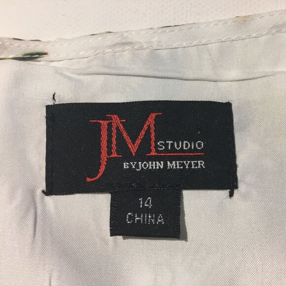 JM Studio John Meyer Floral Sleeveless Banded A-Line Tea Length Dress Size 14 - Picture 7 of 8